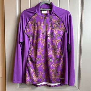Greg Norman Mission Hills North Purple Paisley Long Sleeve Womens Golf shirt